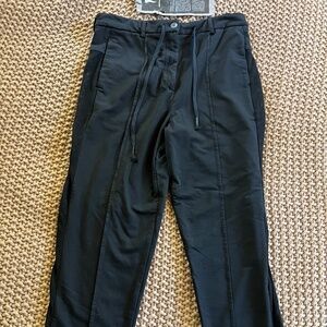 Masnada 7443 Womens Black Woven Casual Cotton Pants Mesh Side Panels US Size 6